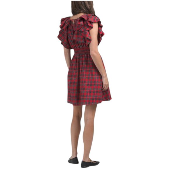 SUGAR LIPS Arvada Plaid Wilma Ruffle Sleeve Mini Dress - Picture 2 of 3